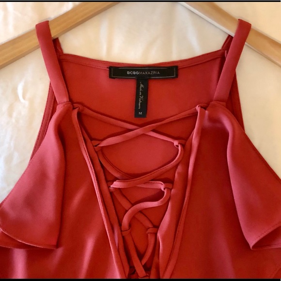 BCBGMAXAZRIA LACE-UP NECK CAMI, NWOT, size M - Picture 7 of 11